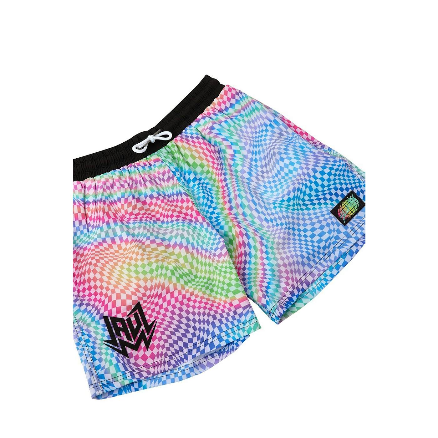 Jauz Checkered Slunks Board Shorts (Rainbow)