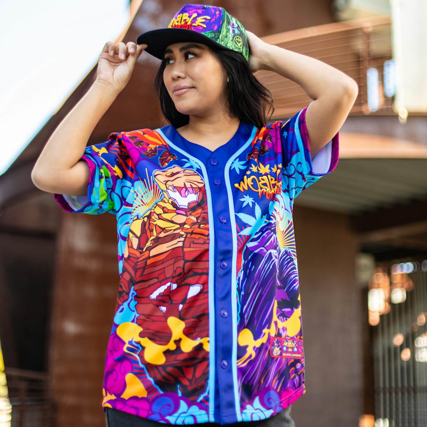 GANJA WHITE NIGHT PSYCHEDELIC BASEBALL JERSEY