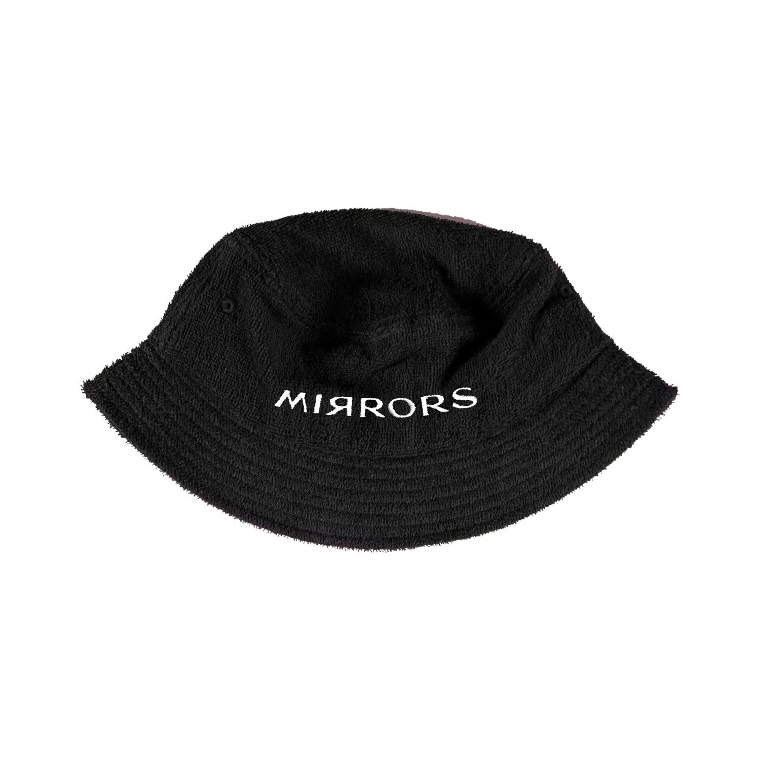 Mirrors Embroidered Logo Terry Bucket Hat (Black)