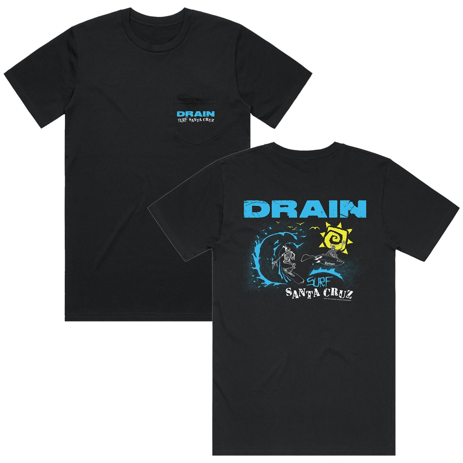 DRAIN Surf Santa Cruz Pocket T-Shirt (Black)