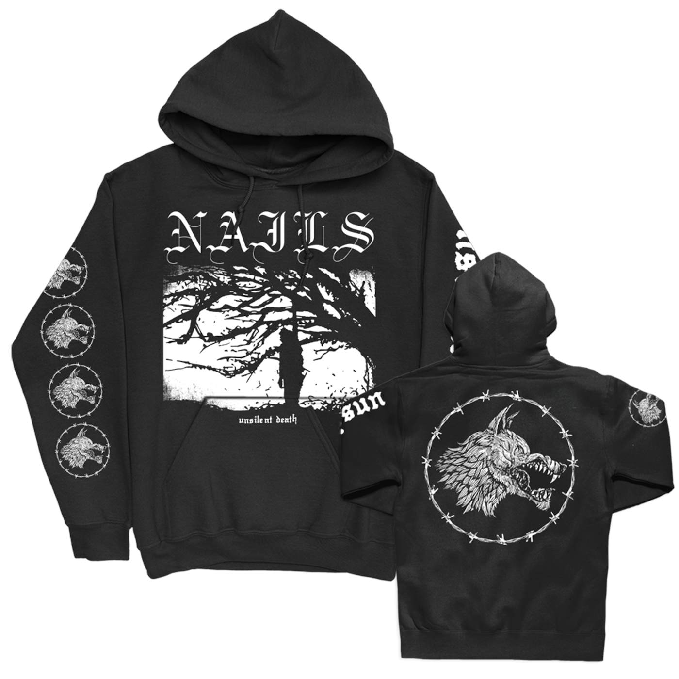 Nails Unsilent Death Pullover Hoodie (Black)
