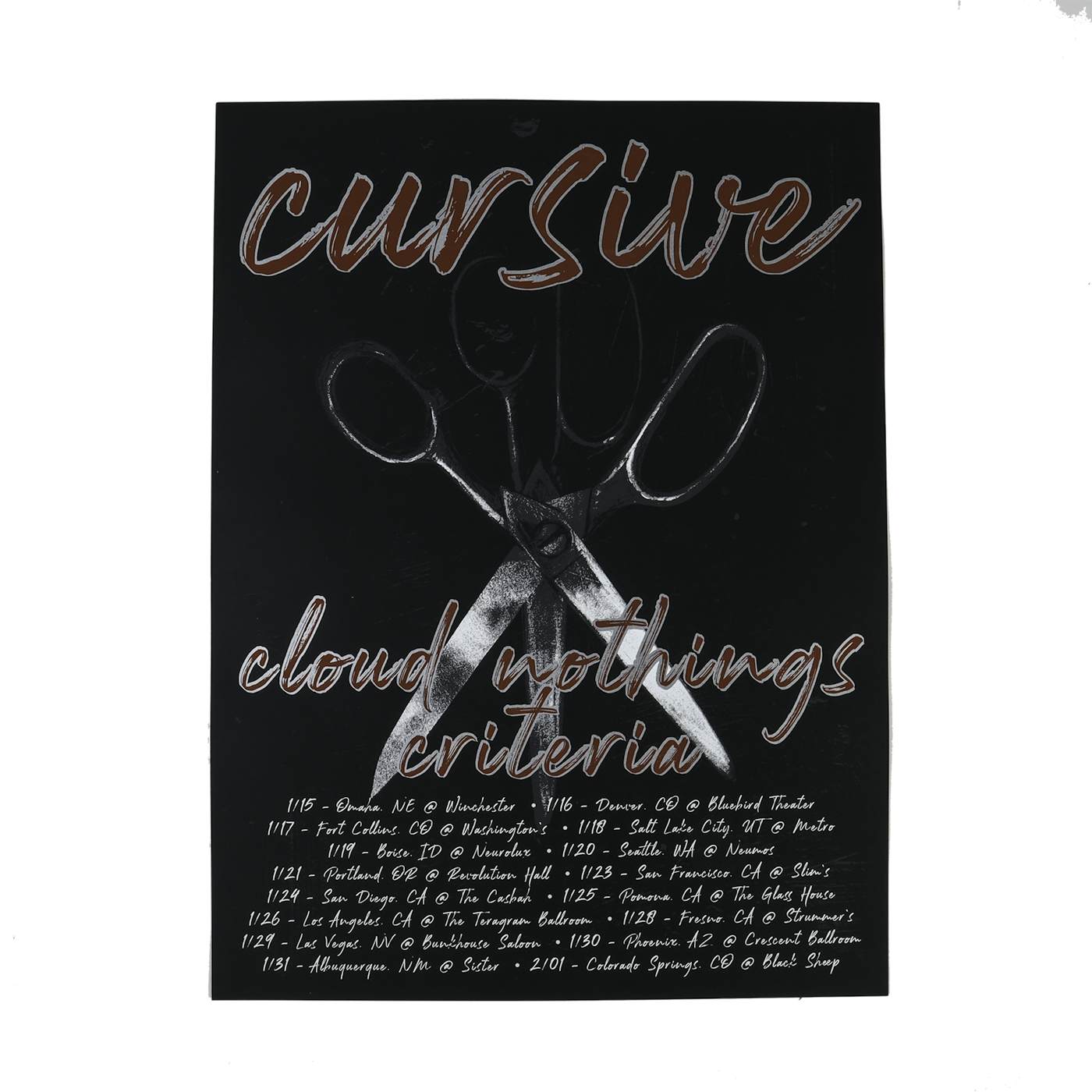 Cursive | Cursive + Cloud Nothings + Criteria Tour Poster