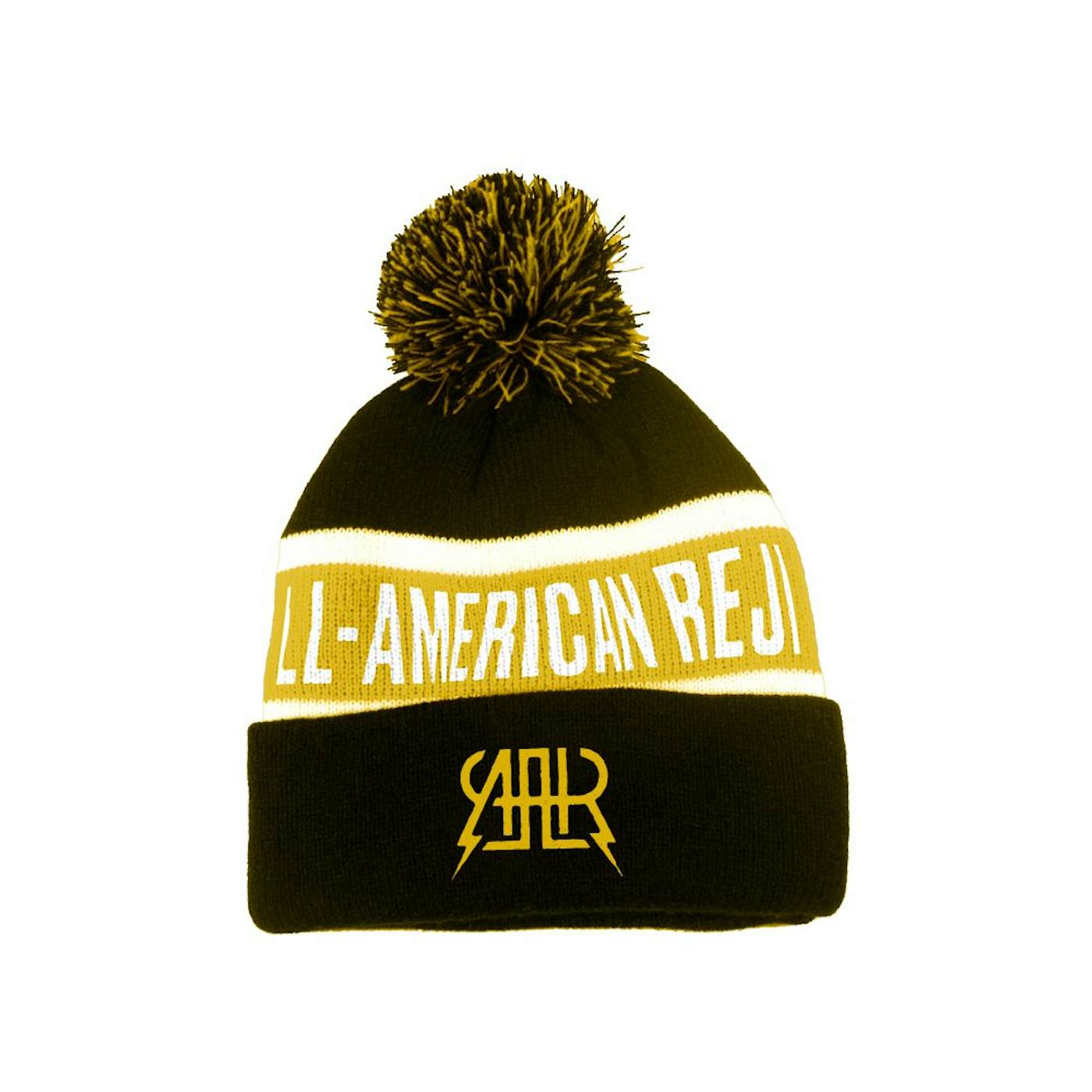 The All-American Rejects Logo Pom Beanie (Black/Yellow)