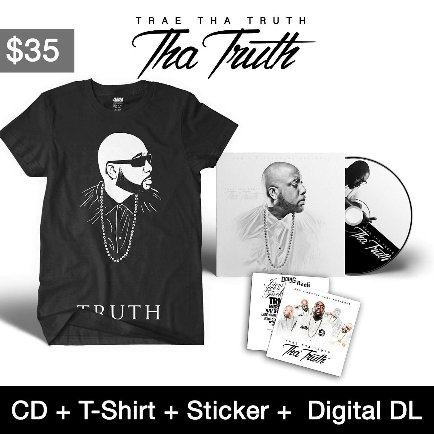 Trae tha Truth & The Worlds Freshest - "Tha Truth" CD + T-Shirt Bundle