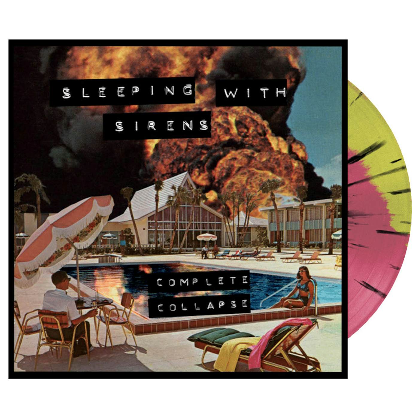 Sleeping With Sirens - 'Complete Collapse' Yellow + Hot Pink Side A/B w/ Black Splatter Vinyl