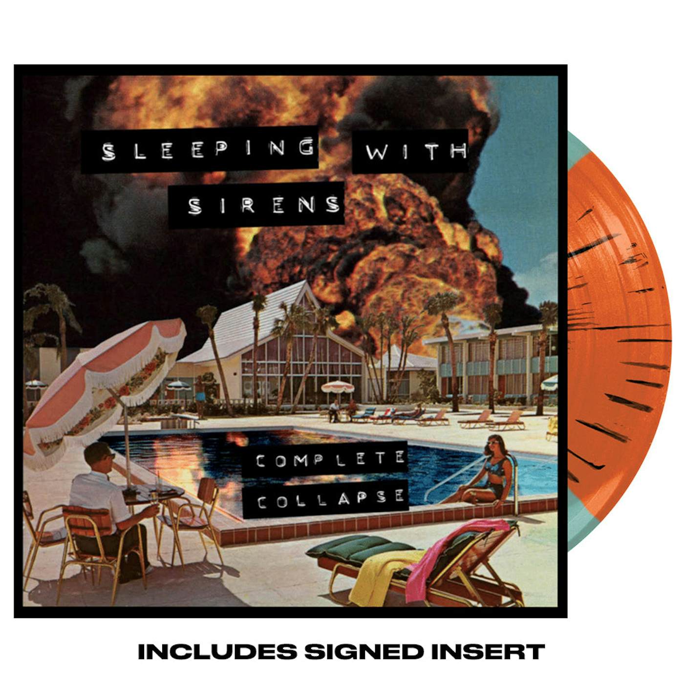 Sleeping With Sirens - 'Complete Collapse' Electric Blue + Orange Butterfly w/ Black Splatter Vinyl w/ Signed Insert