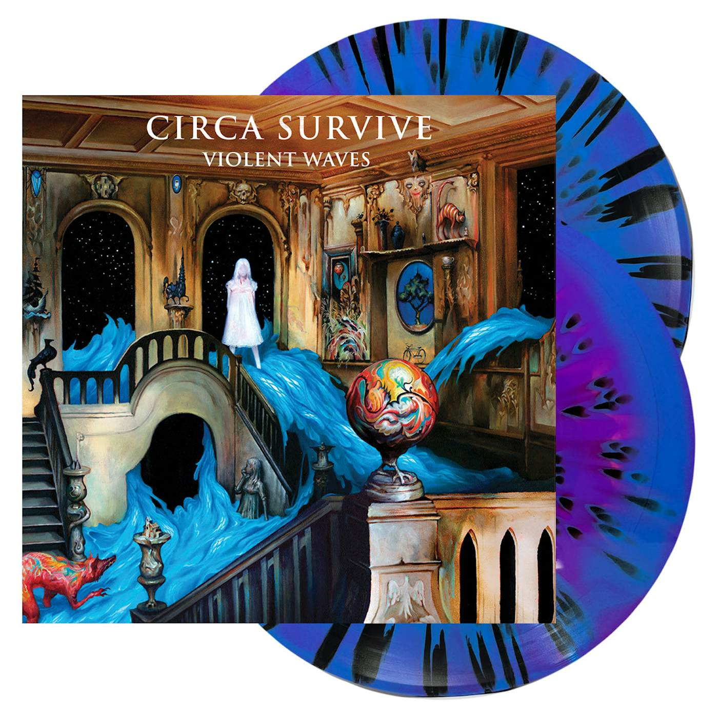 Circa Survive - 'Violent Waves' (Blue + Neon Magenta Side A/B w/Black Heavy Splatter) PATREON EXCLUSIVE
