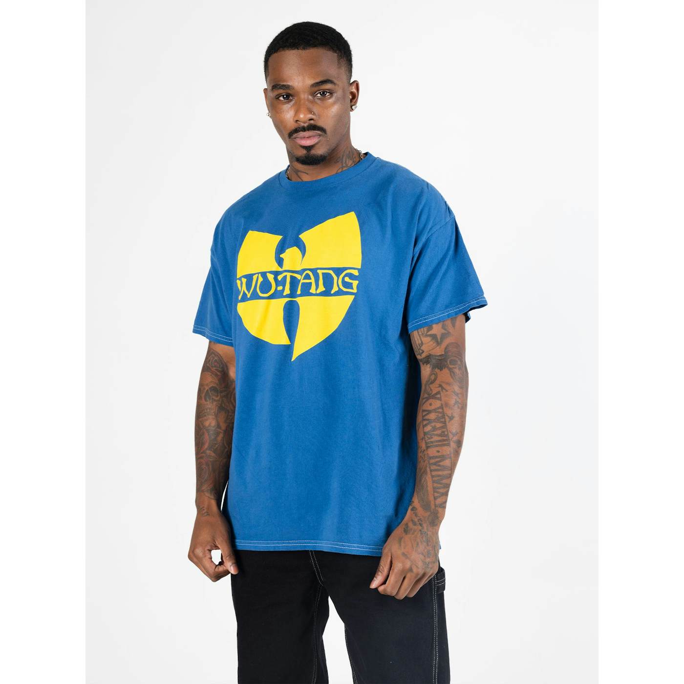 Wu-Tang Clan Logo Blue Pigment Dye T-Shirt