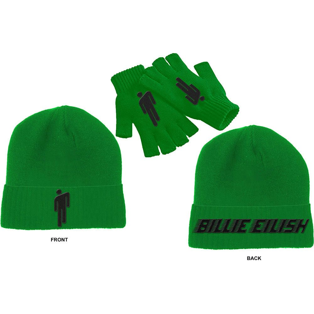 Billie Eilish Beanie Hat & Fingerless Gloves - Blohsh Green