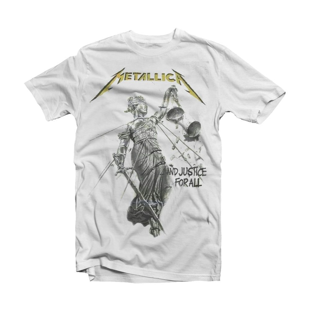 Rizo Negligencia médica Profesor Metallica T Shirt - And Justice For All White