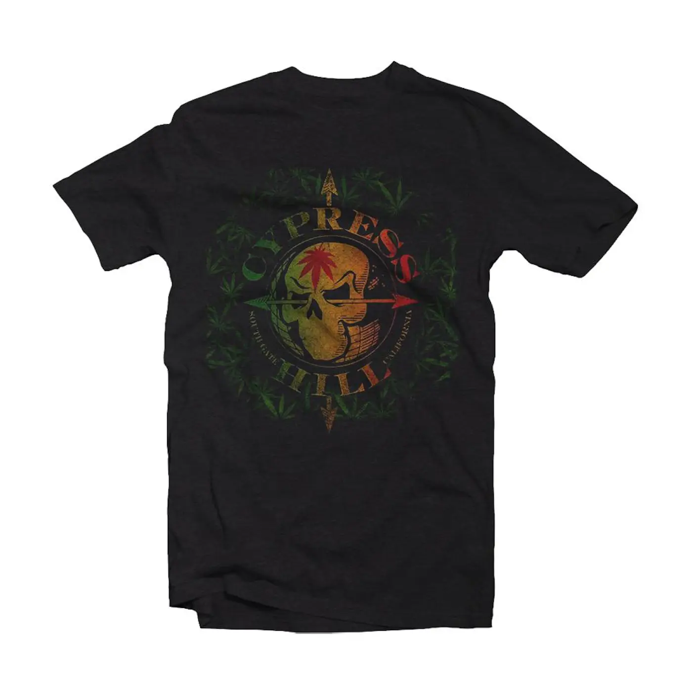 Cypress Hill - South Gate Logo & Leaves Heren Tshirt - Zwart | Attitud