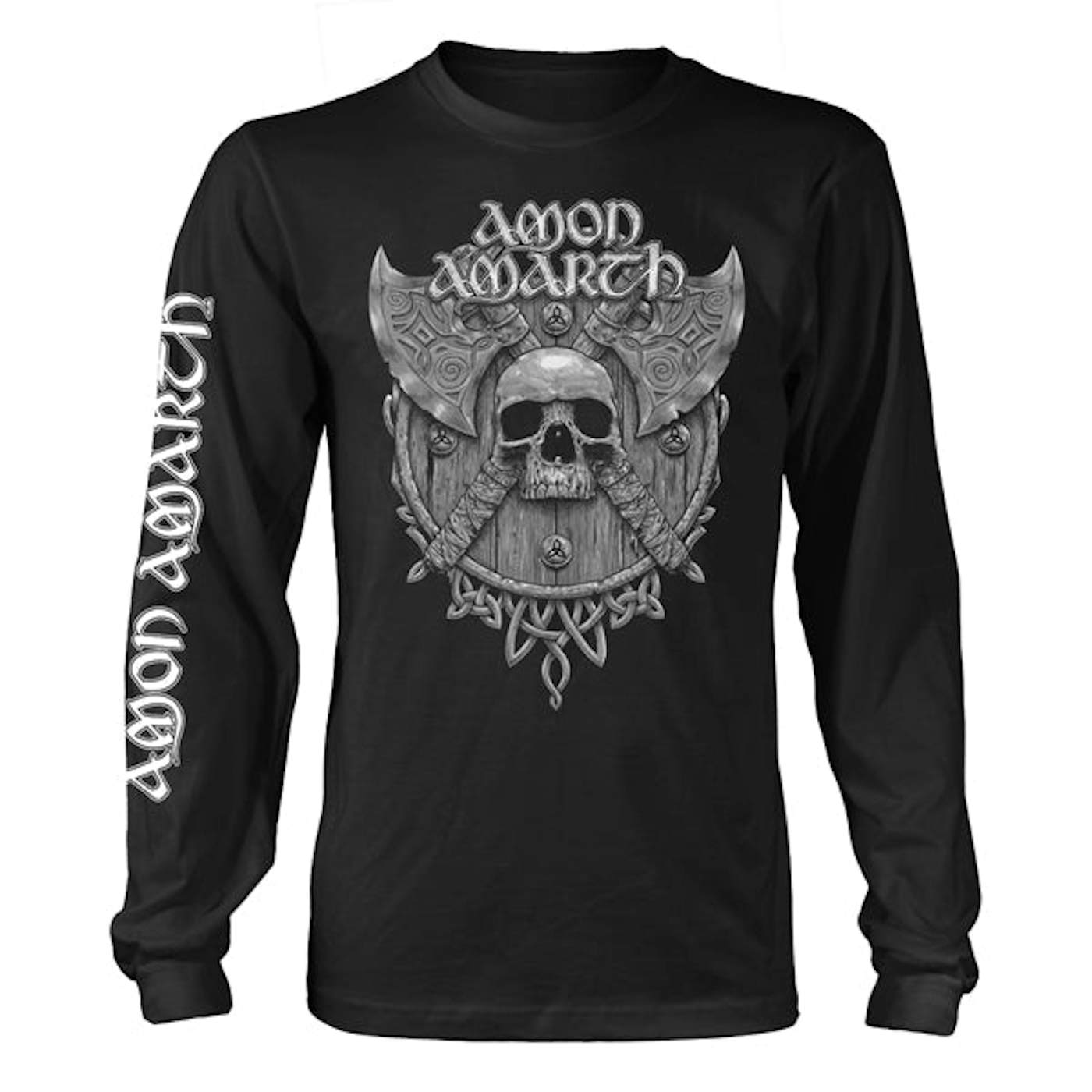 Amon Amarth Long Sleeve T Shirt - Grey Skull (Black)
