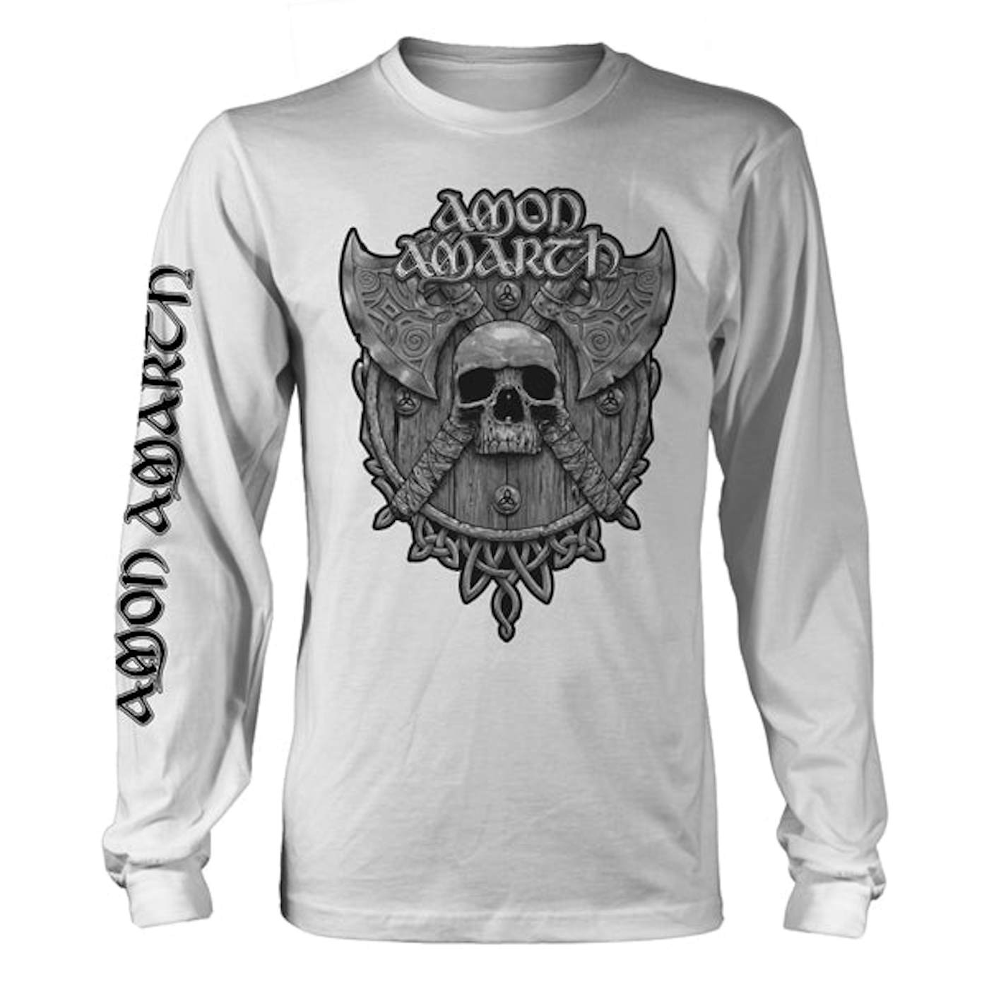 Amon Amarth Long Sleeve T Shirt - Grey Skull (White)