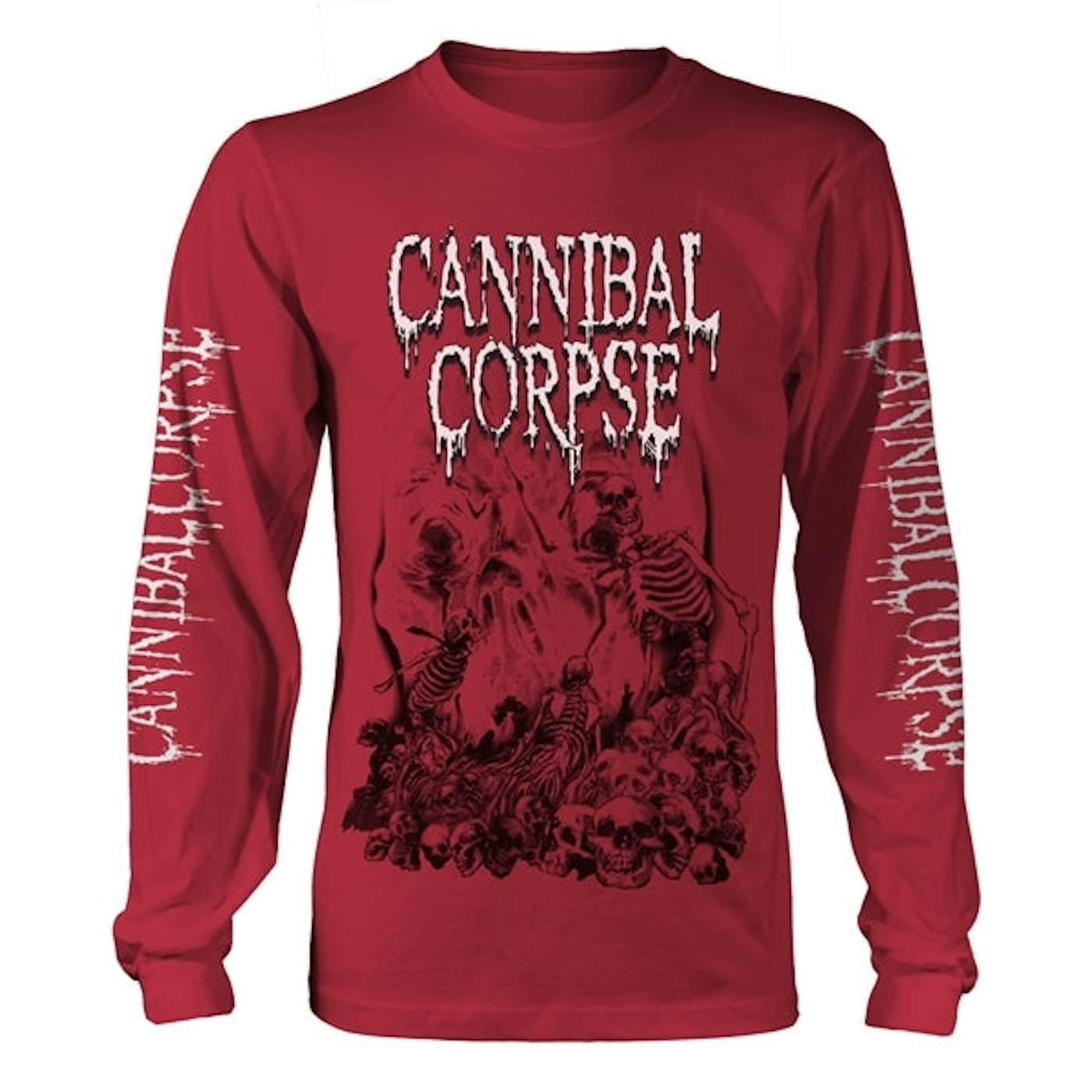 Cannibal Corpse Long Sleeve T Shirt - Pile Of Skulls 2018 (Red)