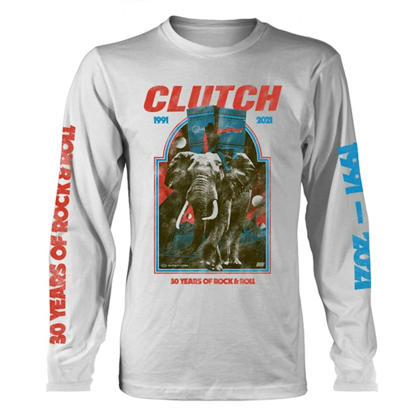 Clutch Long Sleeve T Shirt - Elephant (White)
