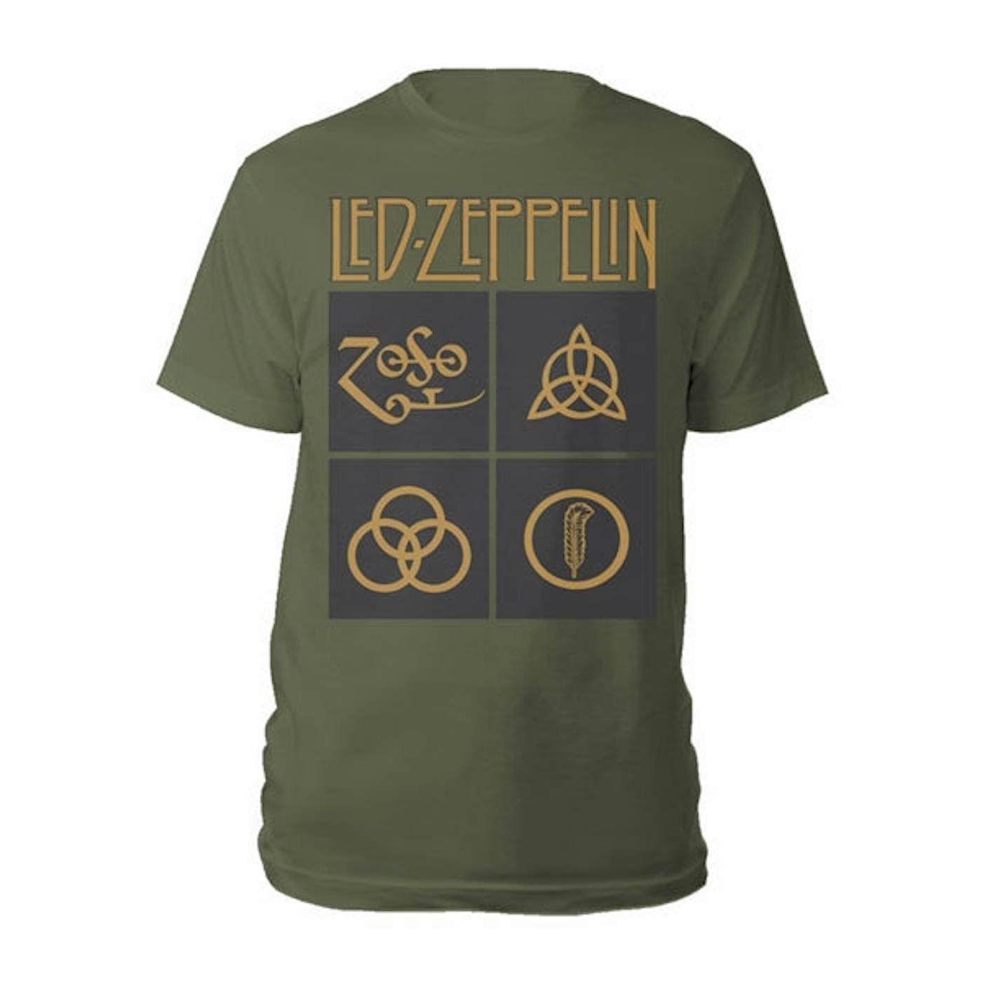 Led Zeppelin T Shirt - Gold Symbols & Black Squares