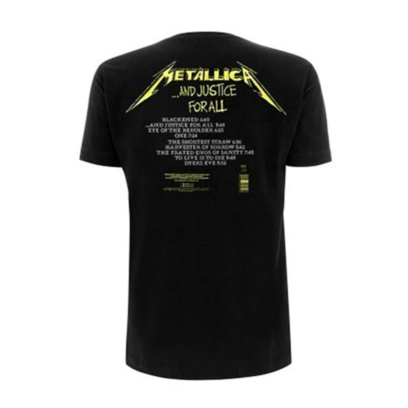 Metallica T Shirt - And Justice For All Tracks