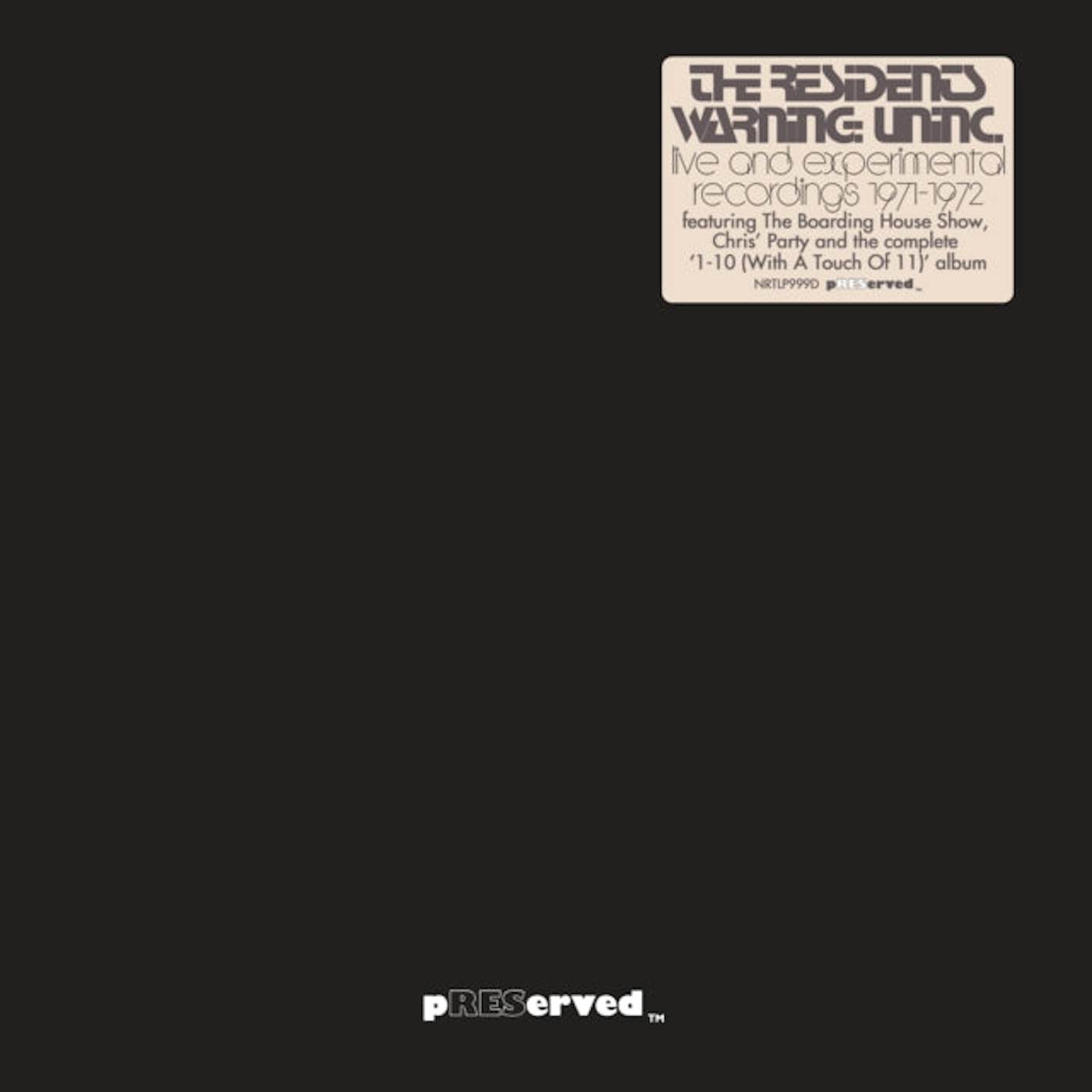 The Residents LP Vinyl Record - Warning: Uninc.: Live & Experimental Recordings 19 71-19 72 (Rsd 20. 22)