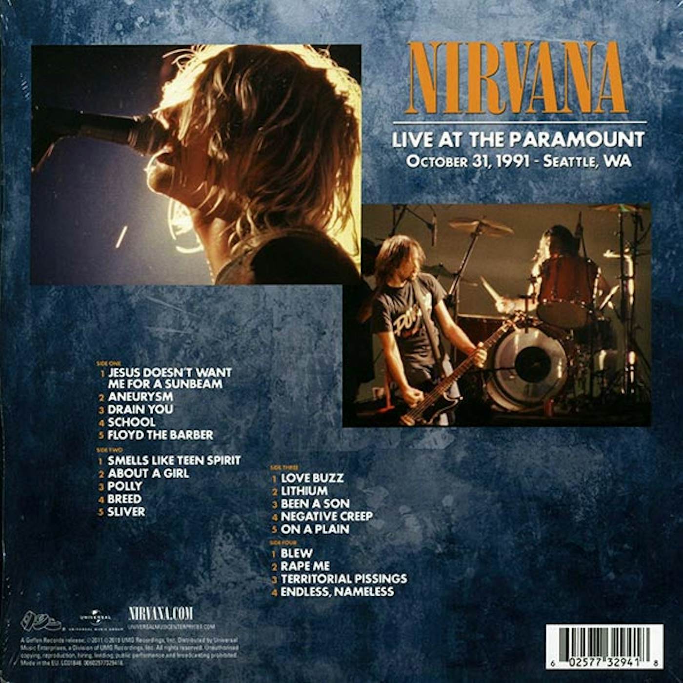 Nirvana  LP -  Live At The Paramount October 31, 1991, Seattle, WA (2xLP) (Vinyl)