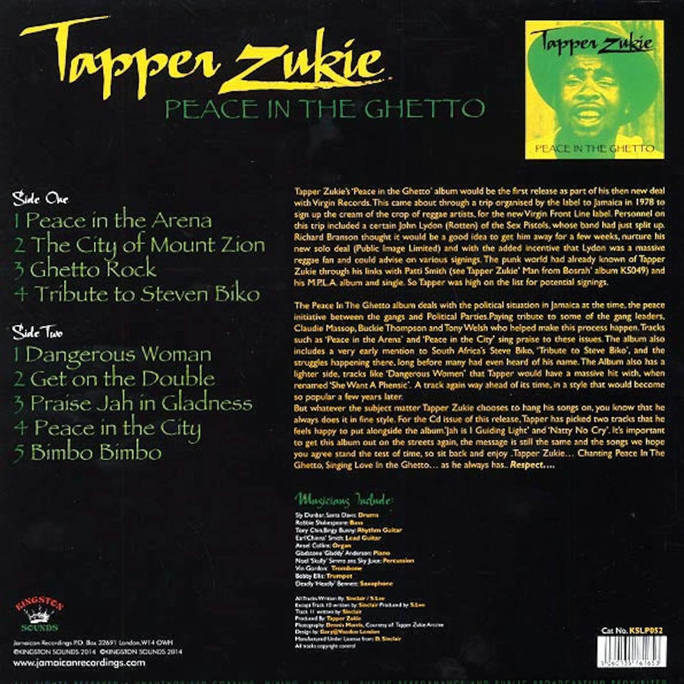 Tappa Zukie  LP -  Peace In The Ghetto (180g) (Vinyl)