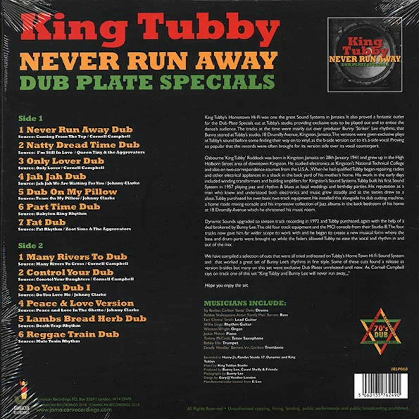 King Tubby  LP -  Never Run Away: Dub Plate Specials (180g) (Vinyl)