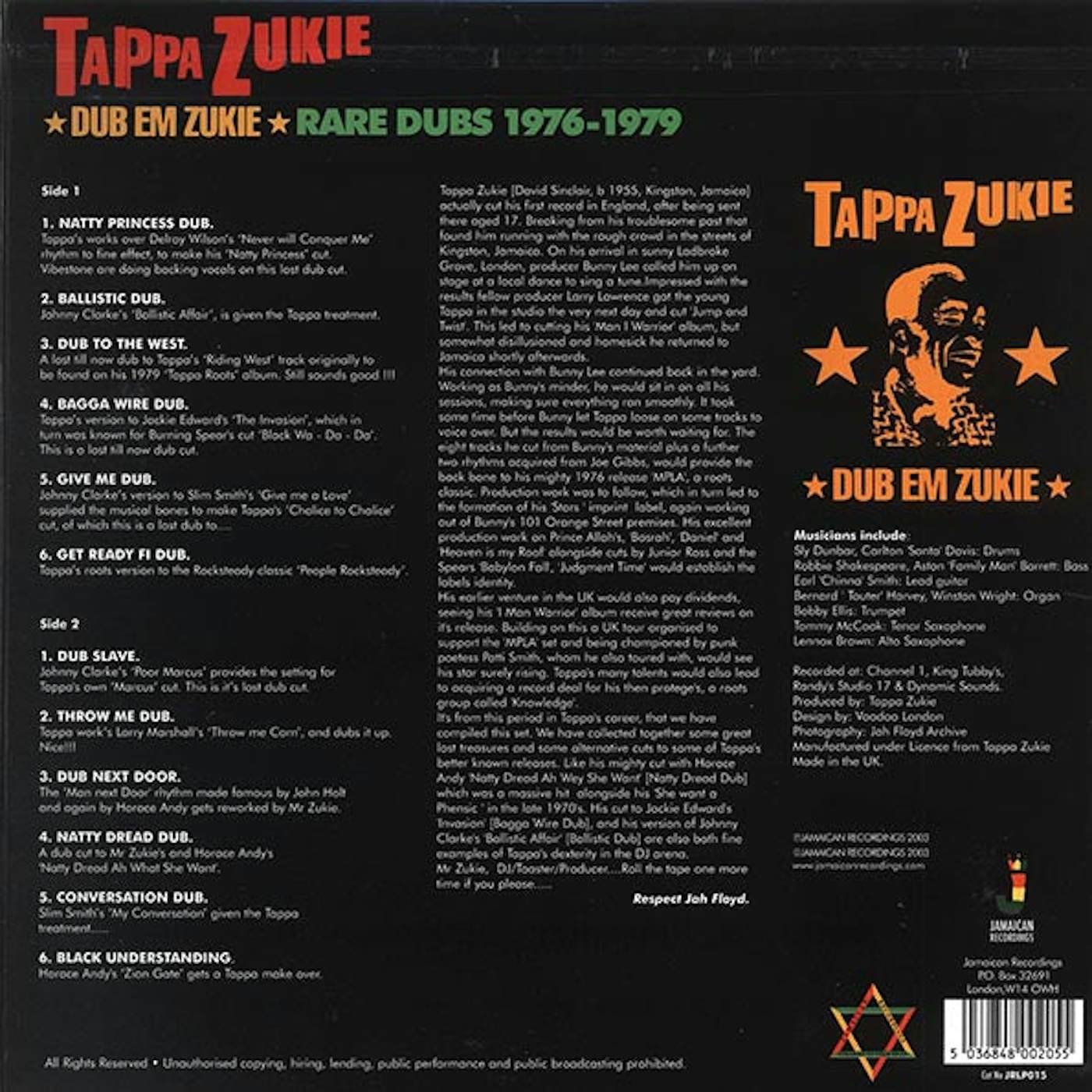 Tappa Zukie  LP -  Dub Em Zukie: Rare Dubs (180g) (Vinyl)