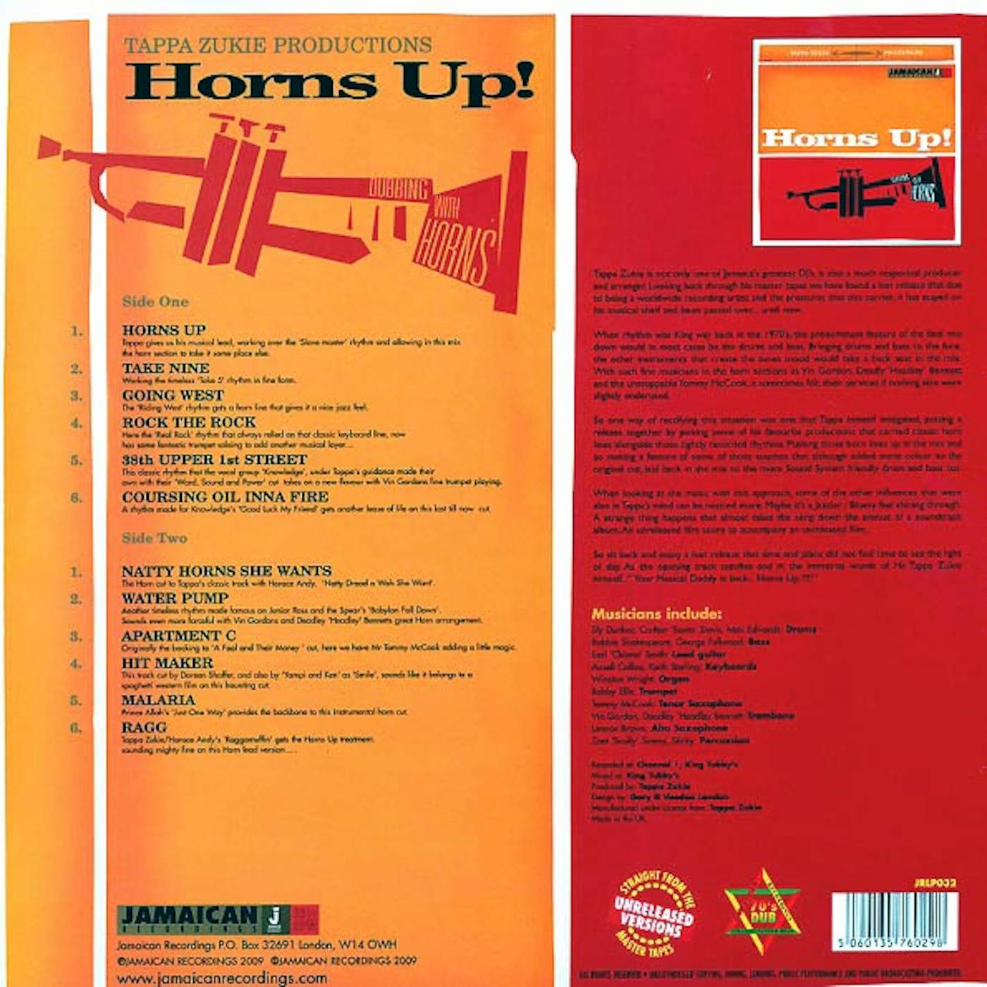 Tappa Zukie  LP -  Horns Up: Dubbing With Horns (180g) (Vinyl)