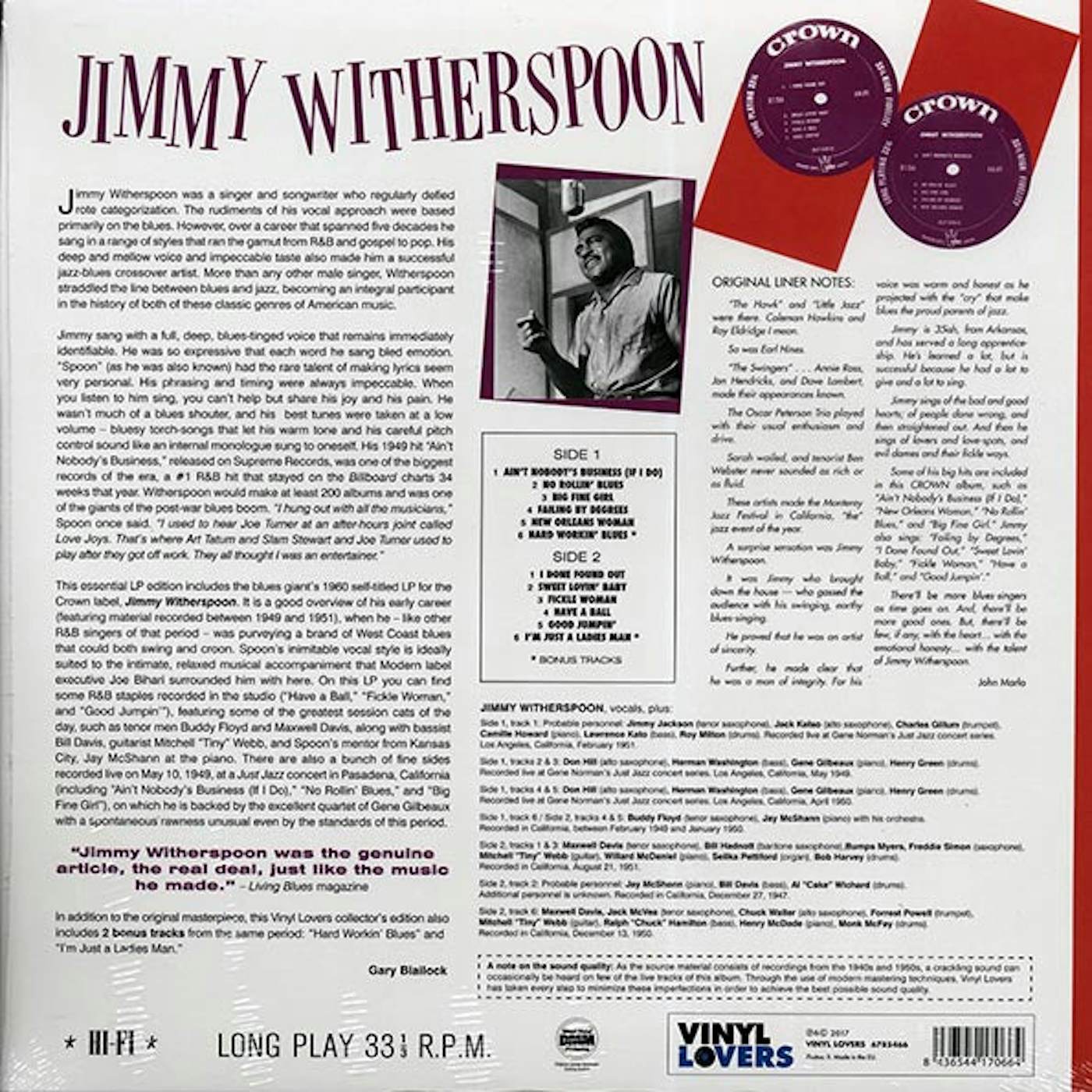 Jimmy Witherspoon  LP -  Jimmy Witherspoon (ltd. ed.) (180g) (HighDef VV) (Vinyl)