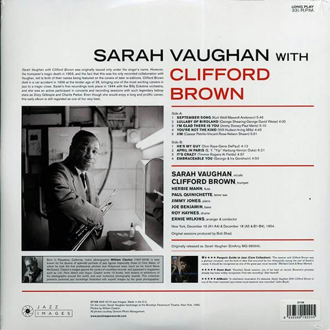 Sarah Vaughan, Clifford Brown  LP -  Sarah Vaughan With Clifford Brown (ltd. ed.) (180g) (Vinyl)