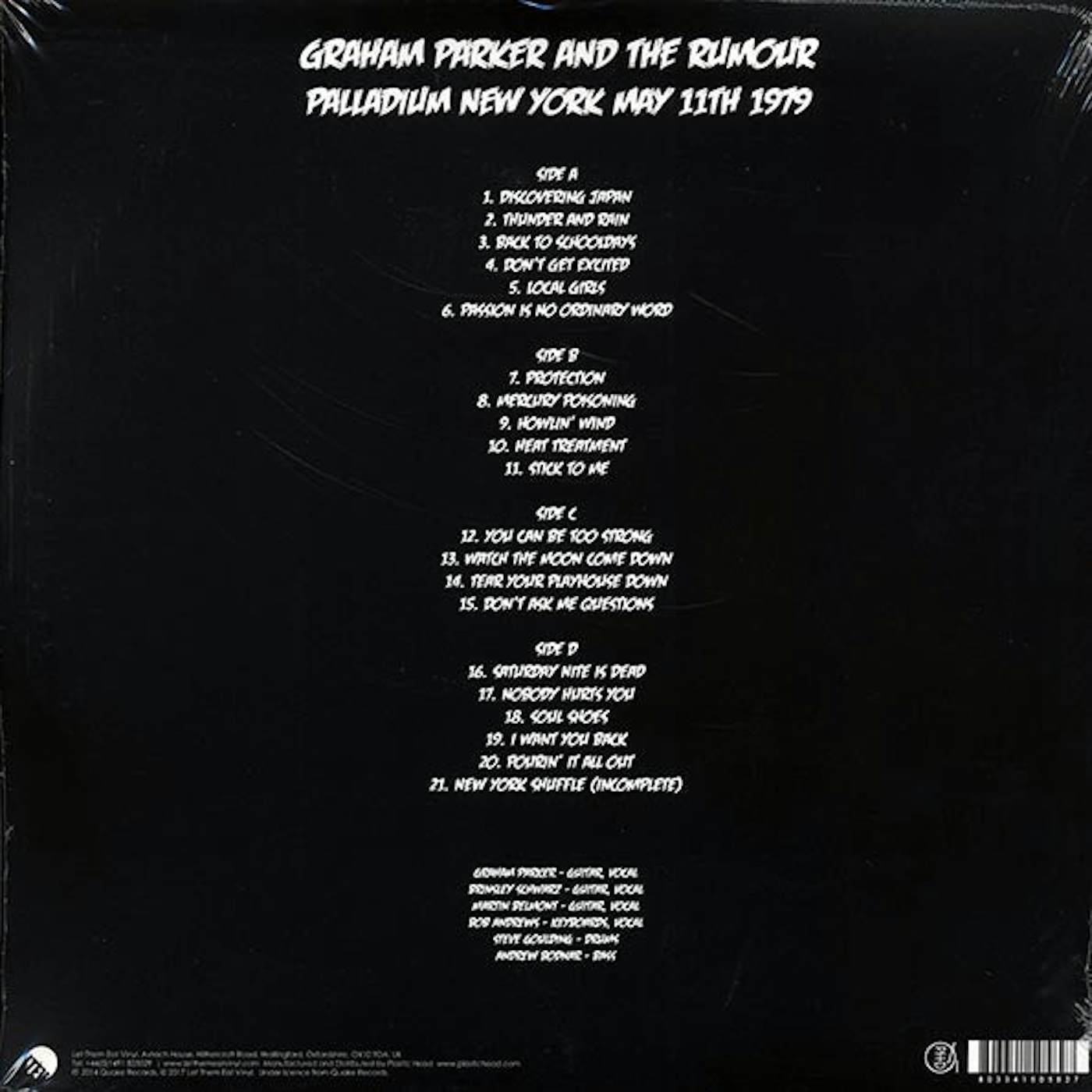 Graham Parker & The Rumour  LP -  Palladium New York May 11th 1979 (RSD 2017) (ltd. ed.) (2xLP) (Vinyl)