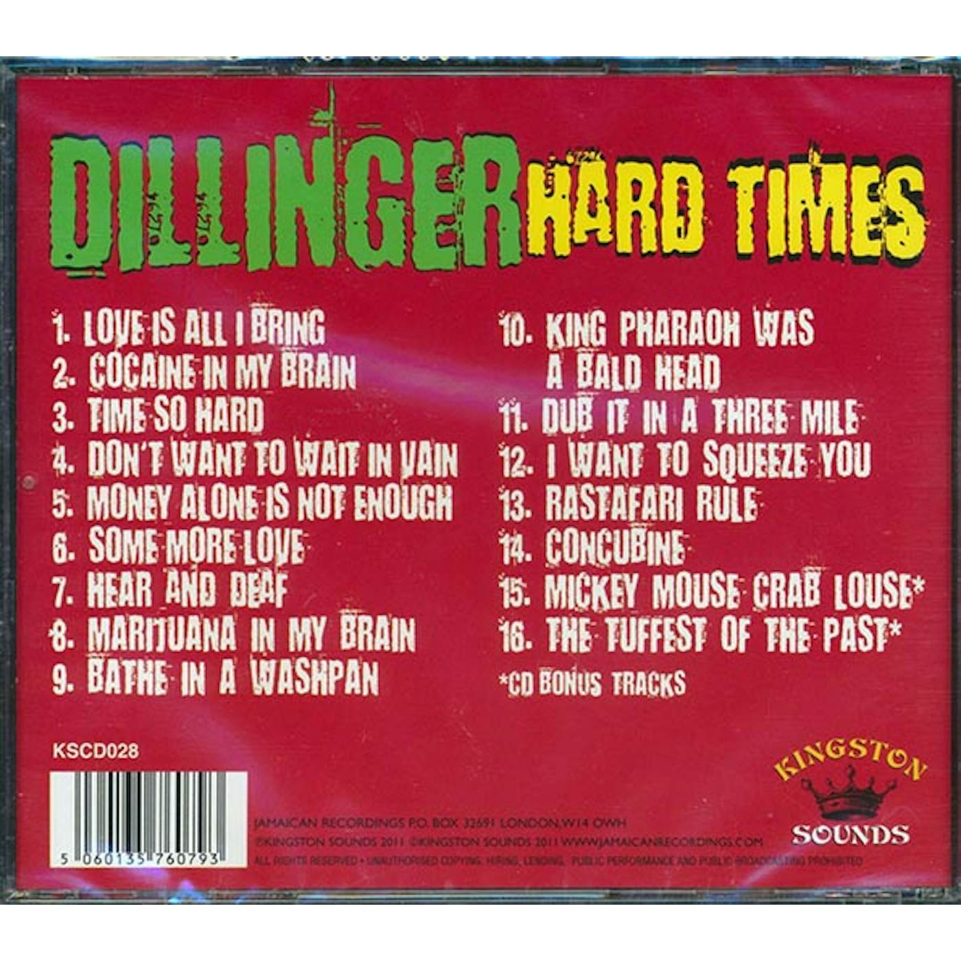 Dillinger  CD -  Hard Times