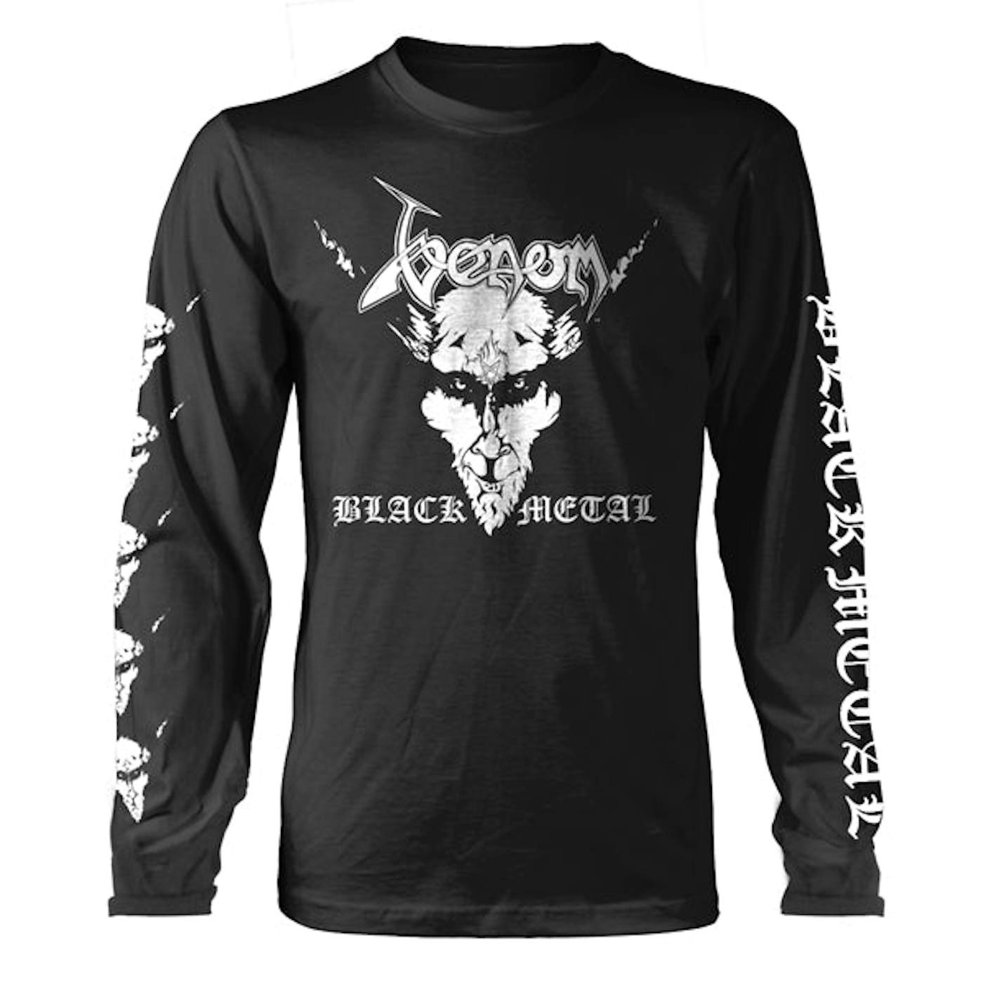  Venom Long Sleeve T Shirt - Black Metal (White)
