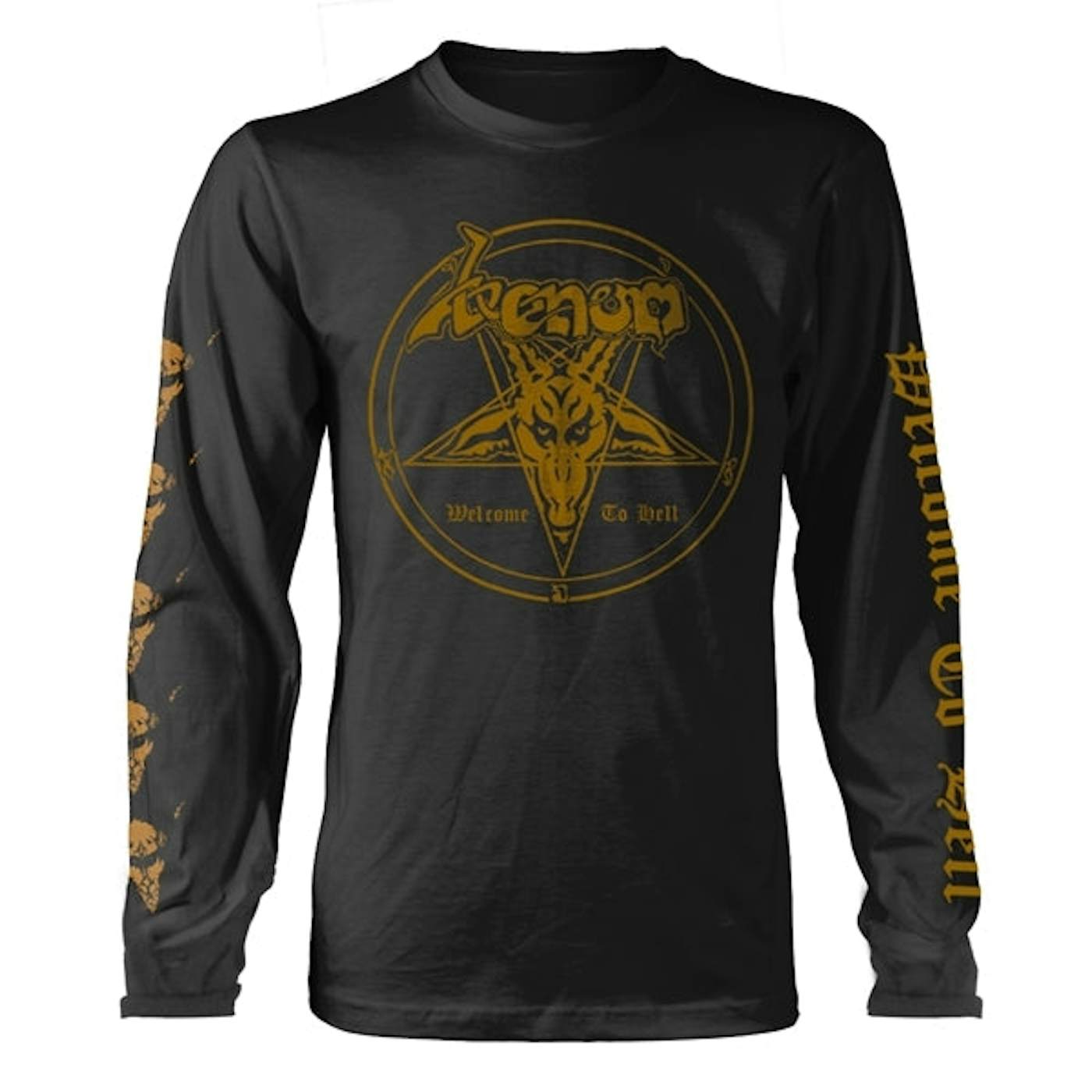  Venom Long Sleeve T Shirt - Welcome To Hell (Gold)
