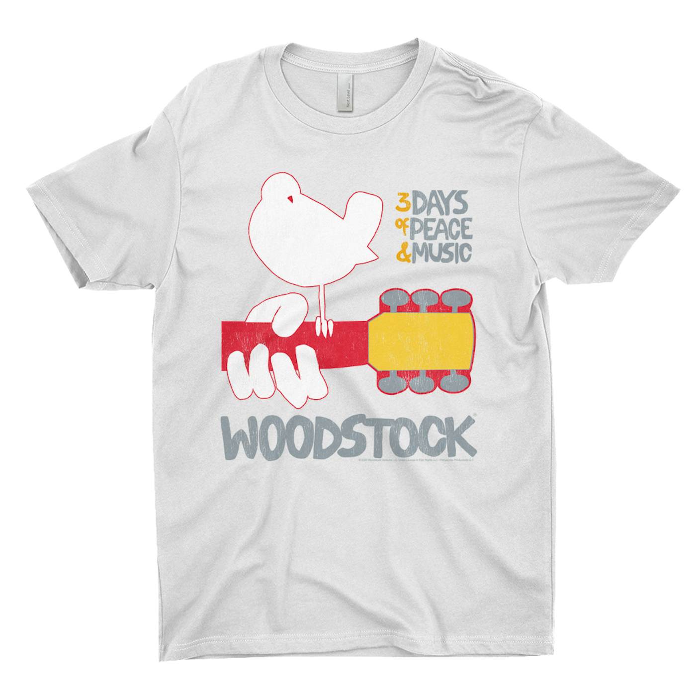 Woodstock T-Shirt | Red, Green 3 Days of Peace Structure Design (Merchbar Exclusive) Woodstock Color Blast Shirt