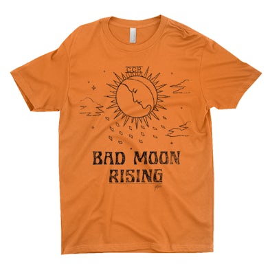 Creedence Clearwater Revival T-Shirt | Bad Moon Rising Sun And Moon Design Distressed Creedence Clearwater Revival Shirt