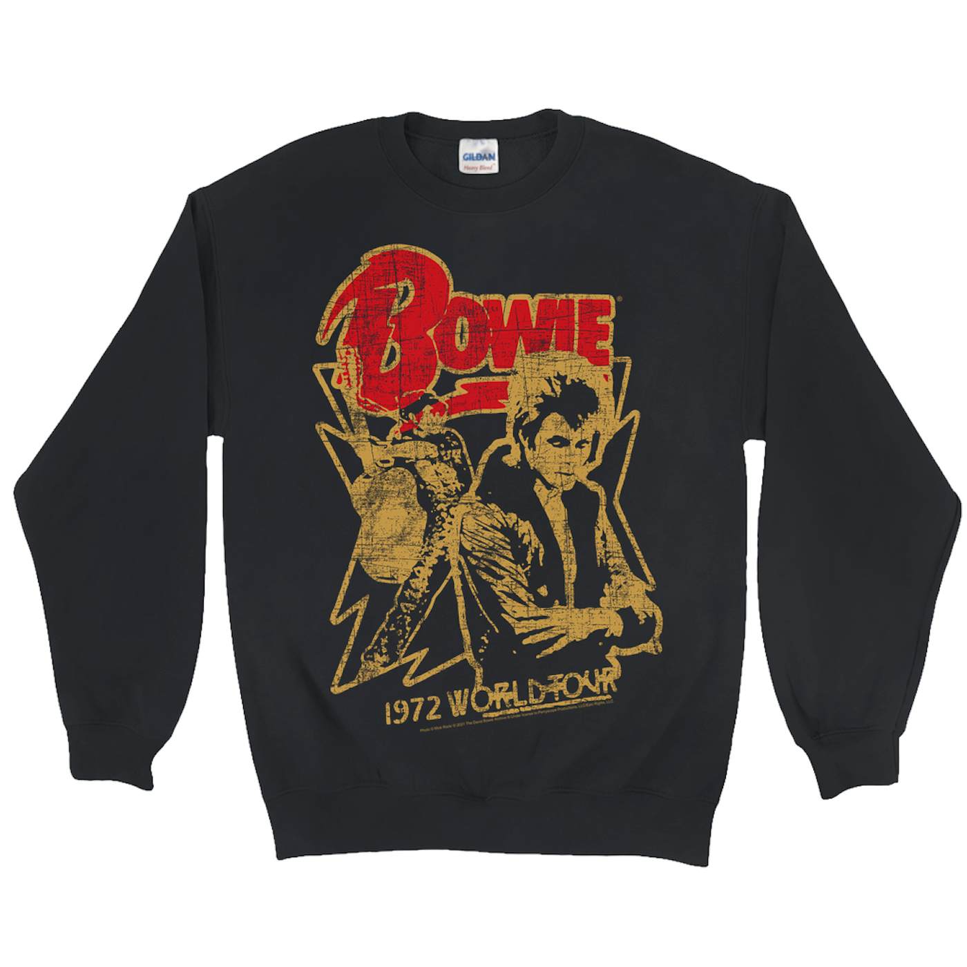 David Bowie Sweatshirt | 1972 World Tour Design Distressed David Bowie Sweatshirt