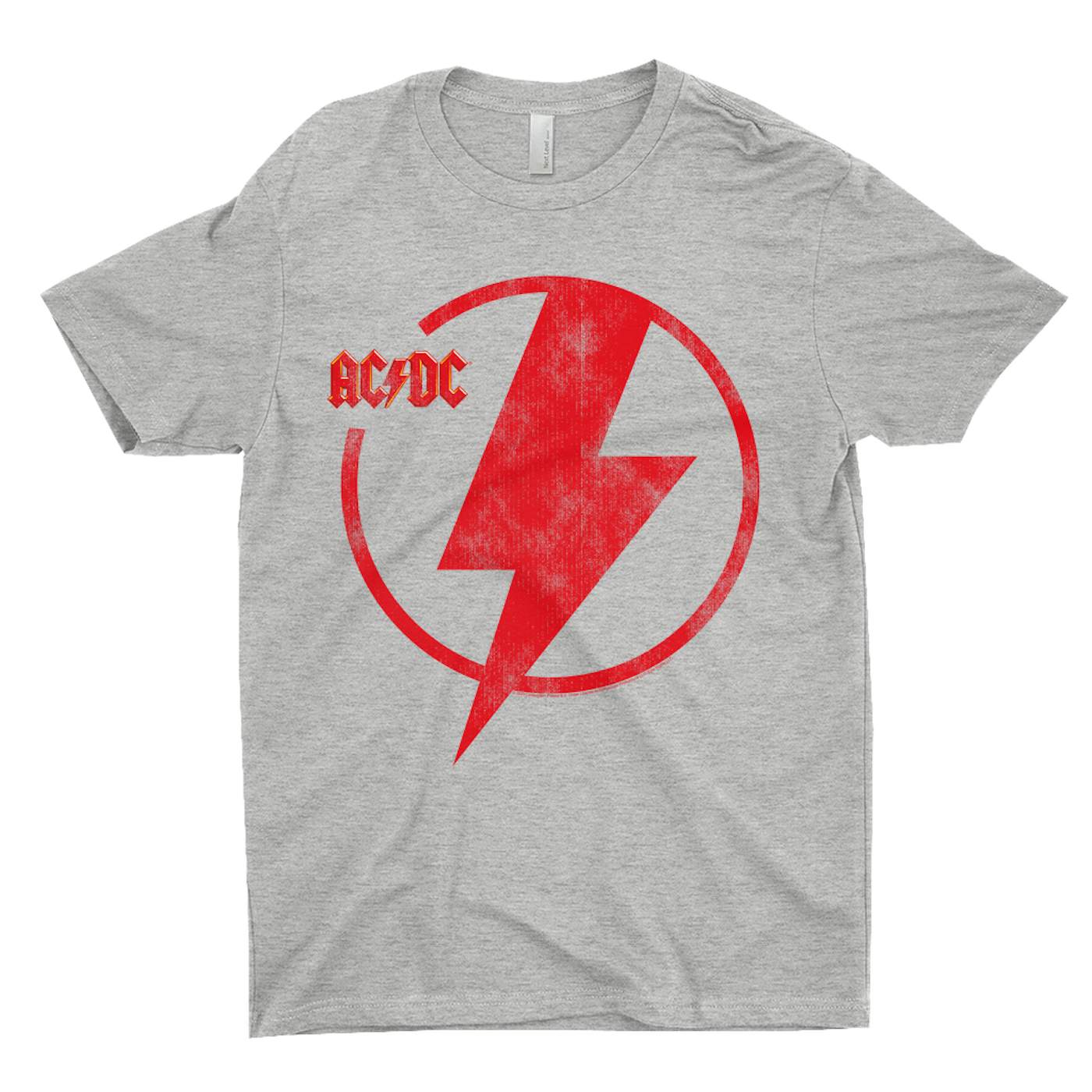 AC/DC T-Shirt | Logo Lightning Shirt Red Distressed Bolt