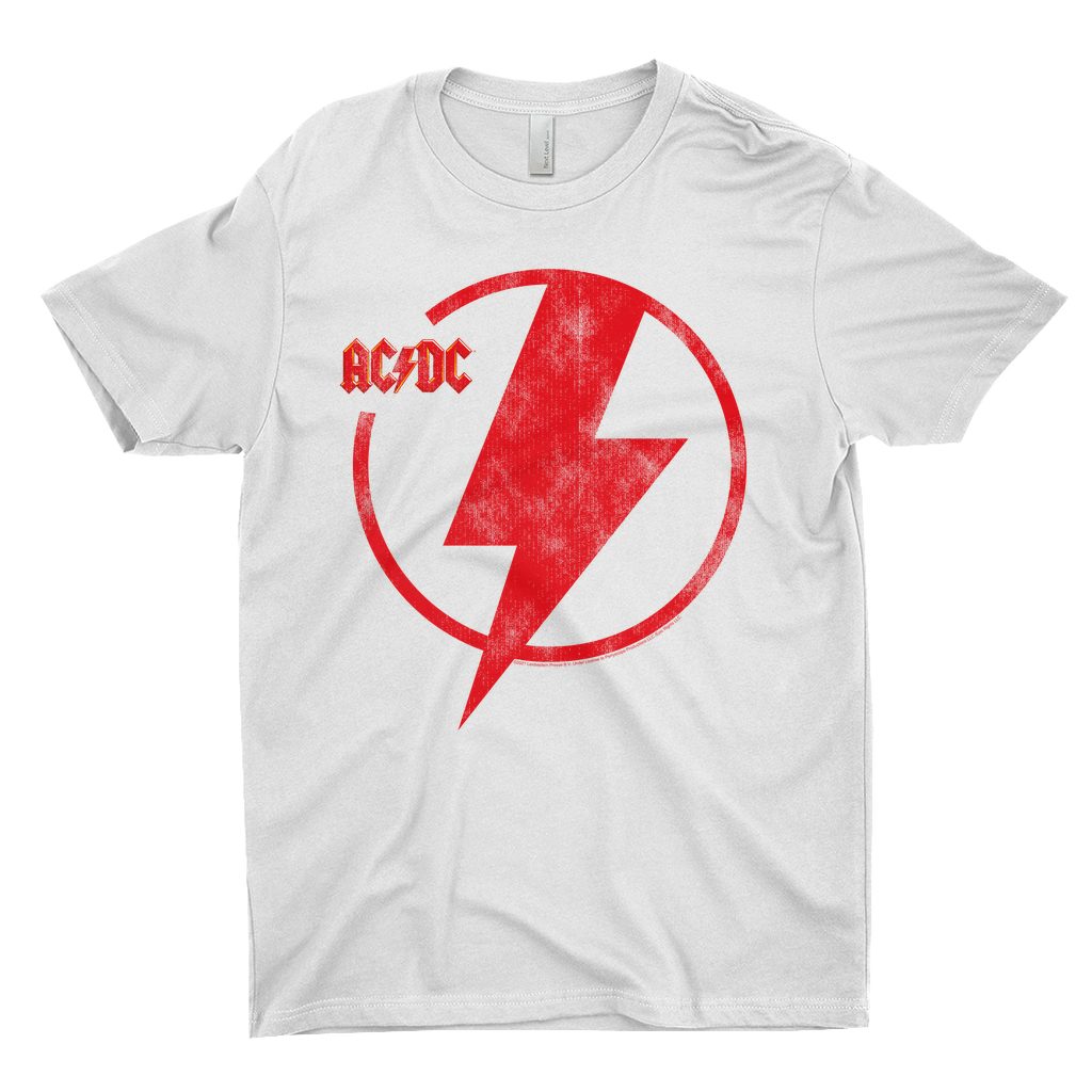 AC/DC T-Shirt | Logo Lightning Bolt Red Distressed Shirt