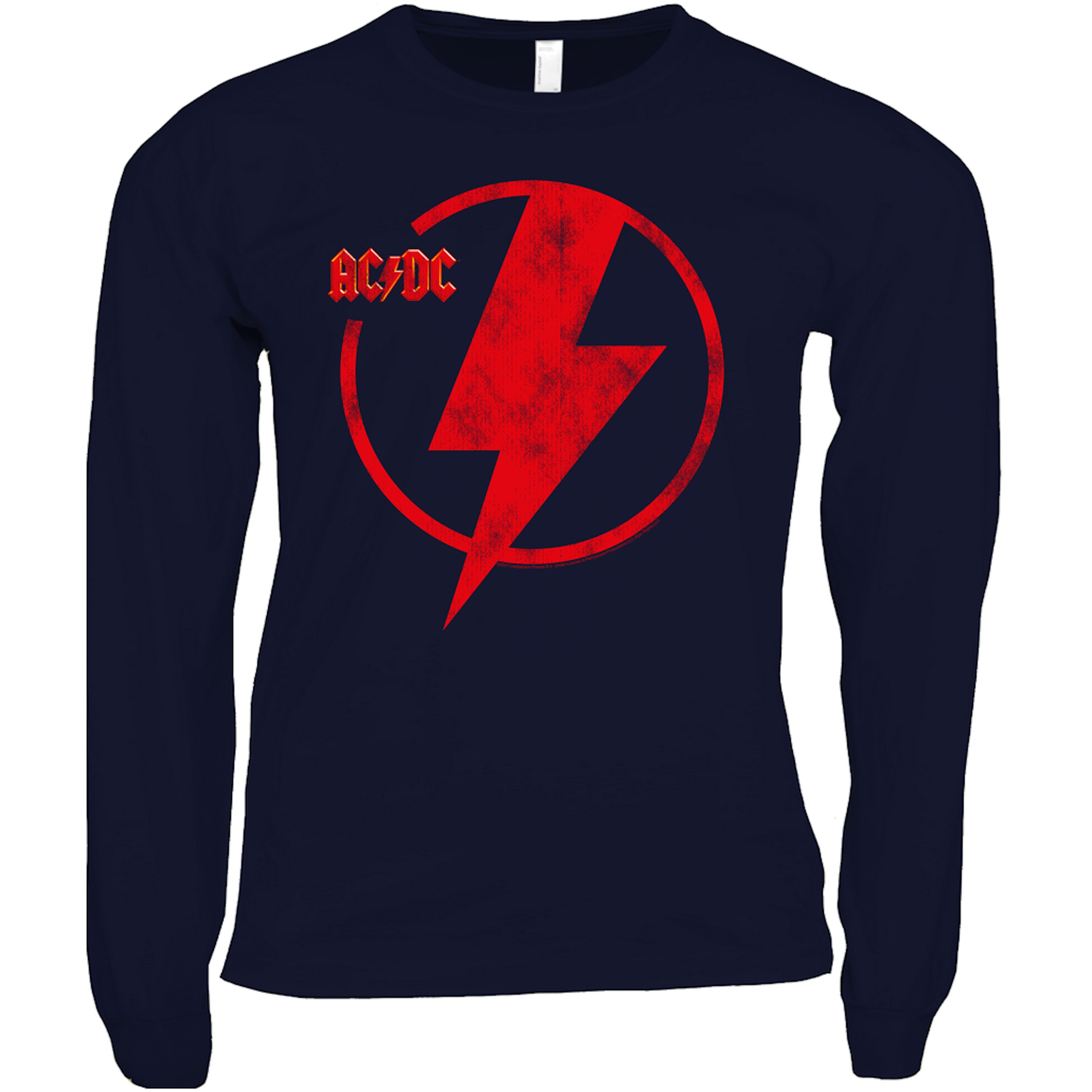 AC/DC Long Sleeve Shirt | Logo Lightning Bolt Red Distressed Shirt