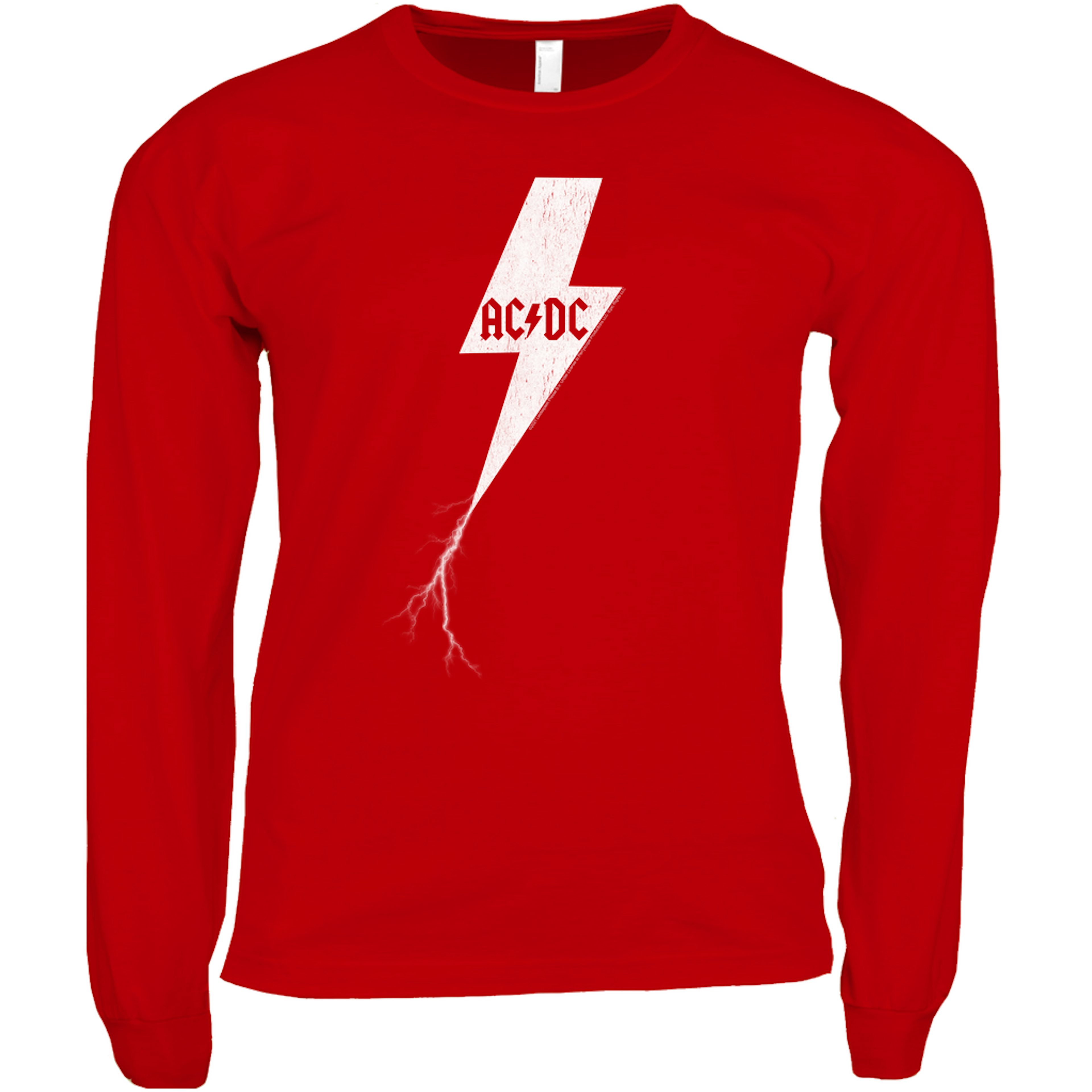 AC/DC Long Sleeve Shirt | Lightning Bolt Strike Logo Distressed Shirt ...