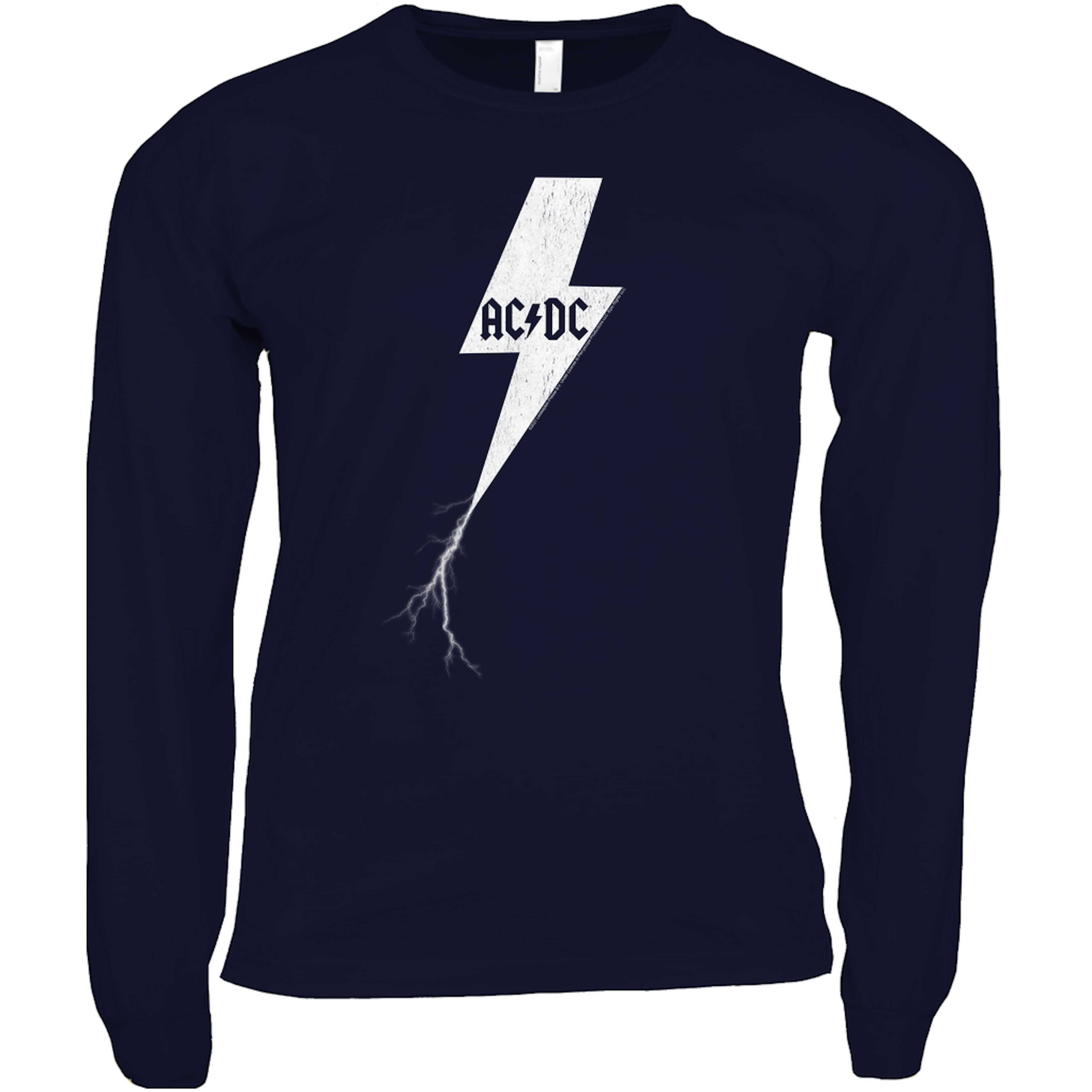 AC/DC Long Sleeve Shirt | Lightning Bolt Strike Logo Distressed Shirt ...