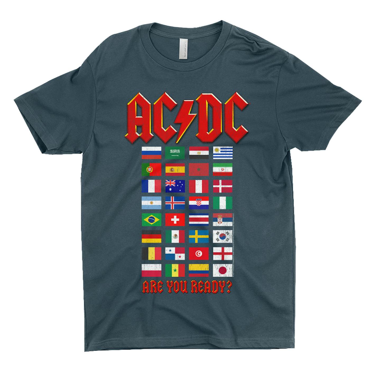 AC/DC T-Shirt  Are You Ready Tour Destination Flags Shirt