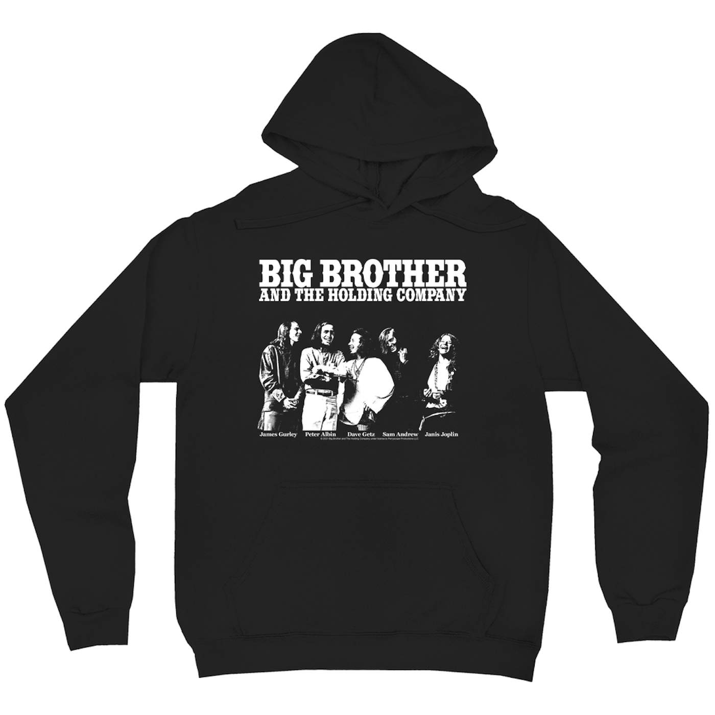 Big Brother & The Holding Company Big Brother and The Holding Co. Hoodie | Featuring Janis Joplin Black and White Photo Big Brother and The Holding Co. Hoodie (Merchbar Exclusive)