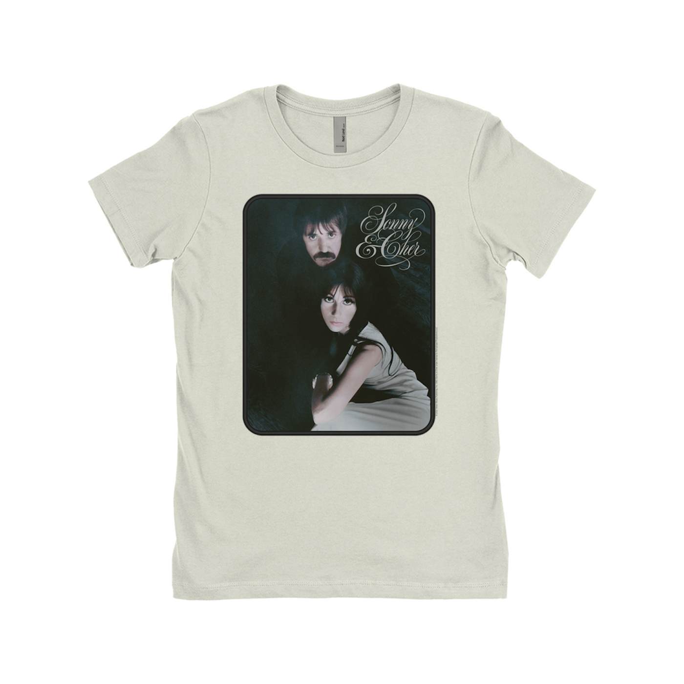 Sonny & Cher Ladies' Boyfriend T-Shirt | The Two Of Us Frame Photo And Logo Sonny and Cher Shirt