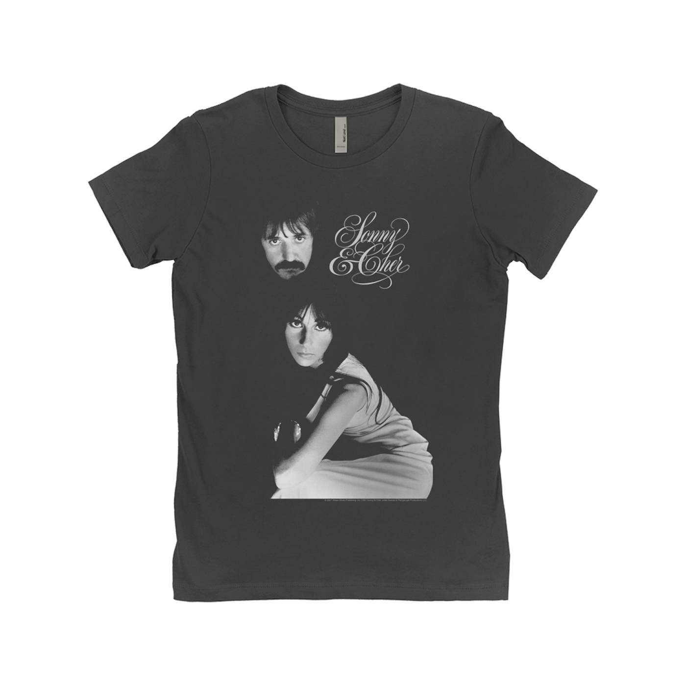 Sonny & Cher Ladies' Boyfriend T-Shirt | The Two Of Us Photo And Logo Sonny and Cher Shirt (Merchbar Exclusive)