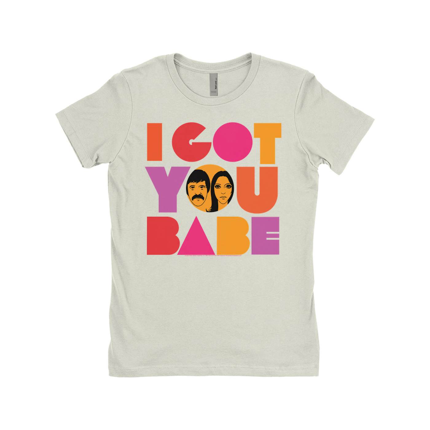 Sonny & Cher Ladies' Boyfriend T-Shirt | I Got You Babe Bright Logo Image Sonny and Cher Shirt