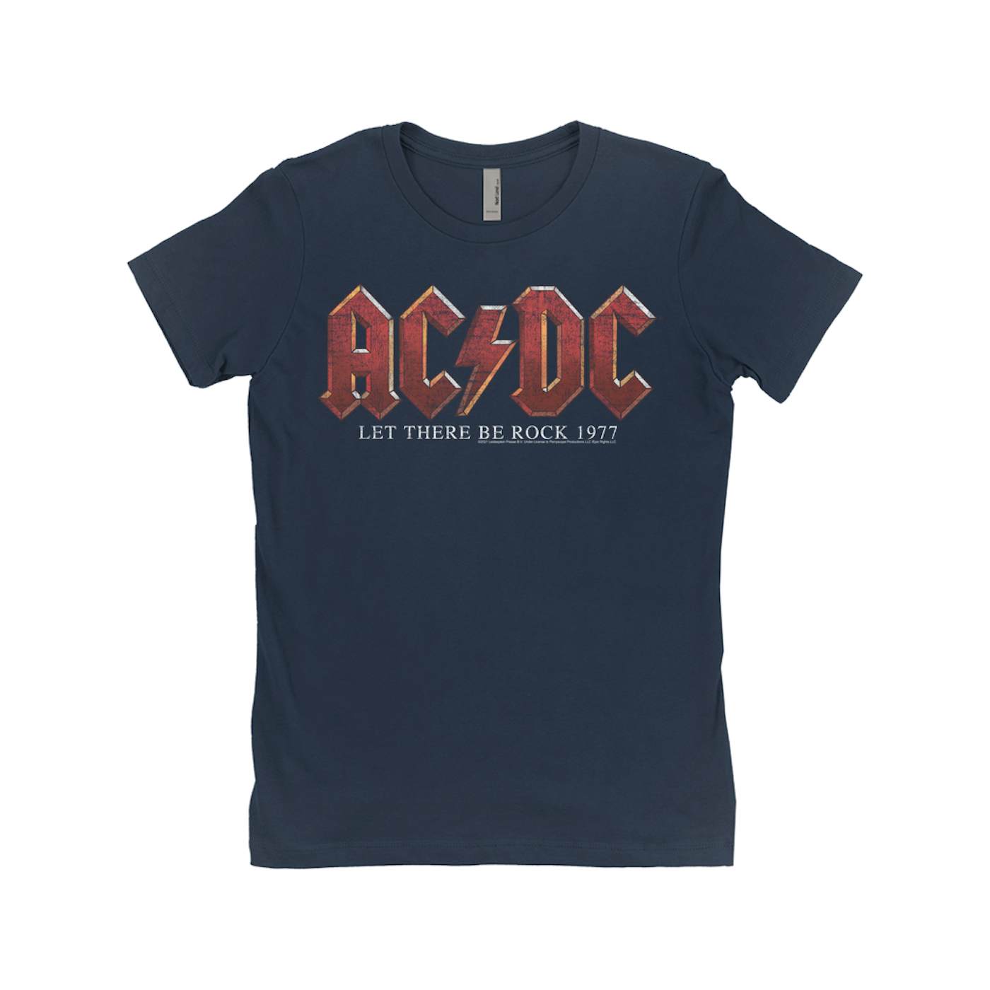 AC/DC Ladies' Boyfriend T-Shirt | Let There Be Rock 1977 Design