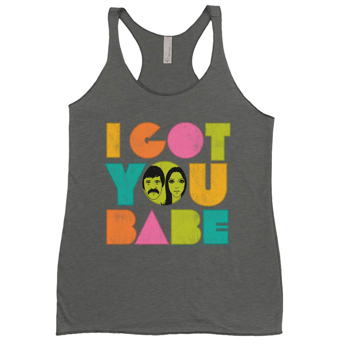 Sonny & Cher Ladies' Tank Top | I Got You Babe Pastel Logo Distressed Sonny and Cher Shirt (Merchbar Exclusive)