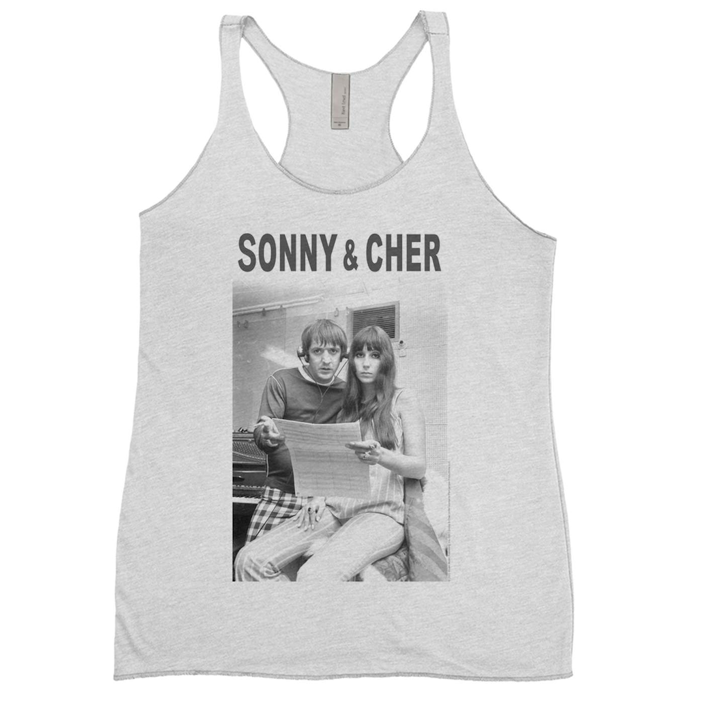 Sonny & Cher Ladies' Tank Top | 1966 Recording Studio Photo And Logo Sonny and Cher Shirt
