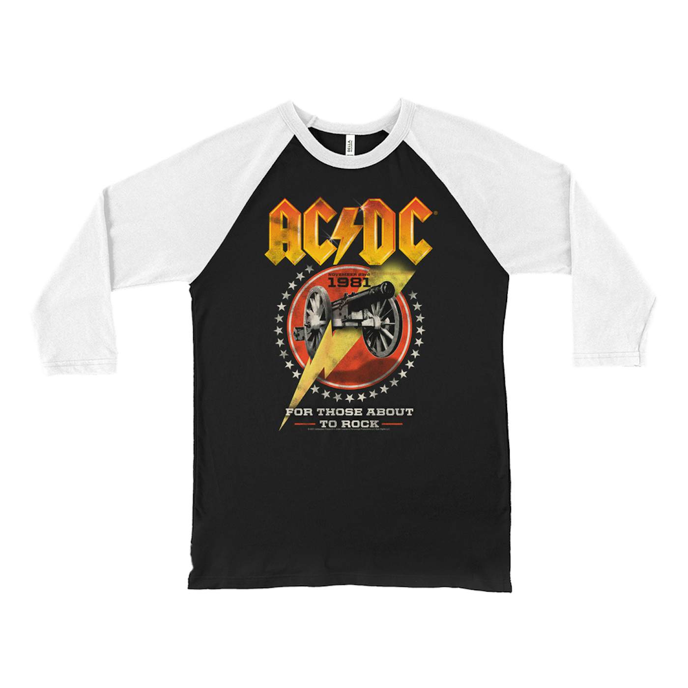 AC/DC For Those About To Rock 3/4 Sleeve Baseball Jersey